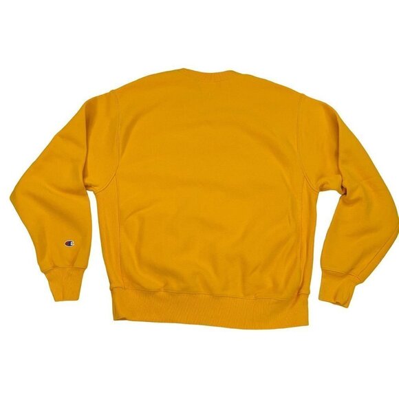Champion LARGE Reverse Weave Big C Yellow Crewneck Sweatshirt - Picture 2 of 6